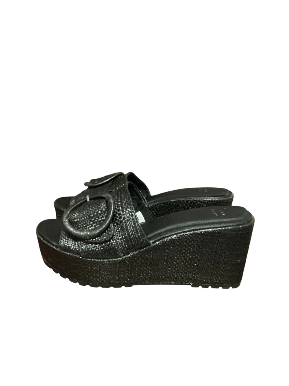 a new day Black Woven Platform Slide Sandals with Buckle